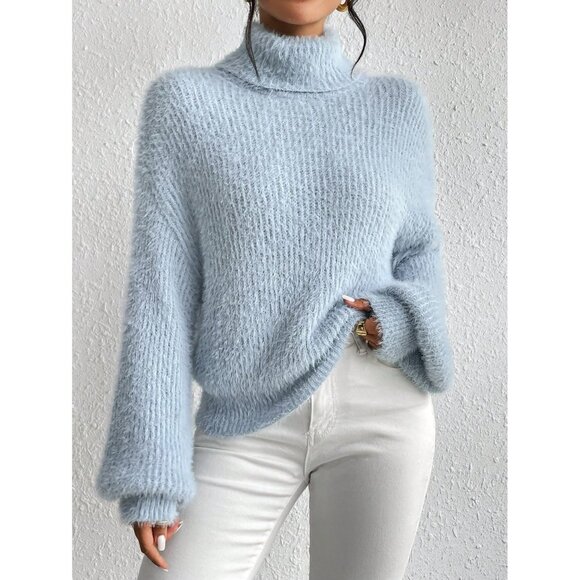 WILA Sweaters - Super soft knit turtleneck sweater light blue